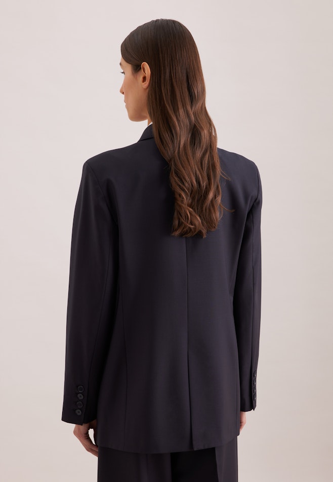 Blazer croisé en mélange de laine à poches à rabat dans Bleu Foncé | Boutique en ligne Seidensticker