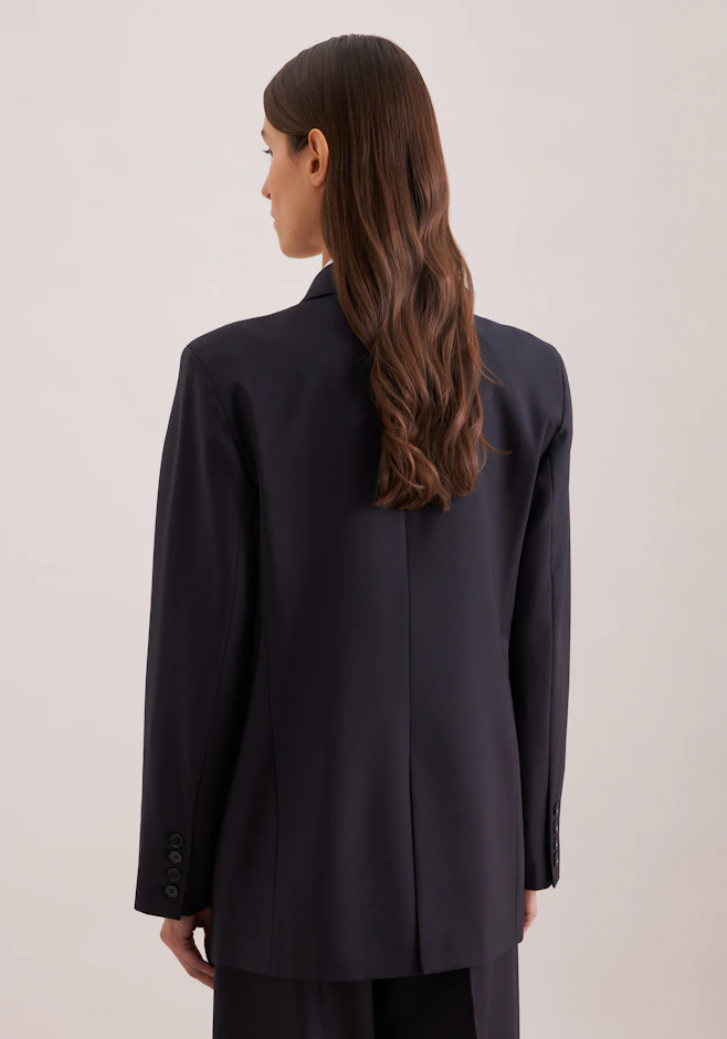 Zweireihiger Blazer mit Pattentaschen aus einer Wollmischung in Dark Navy | Seidensticker Onlineshop