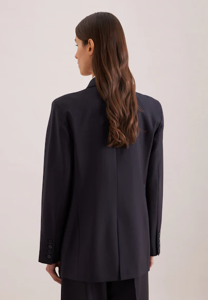 Zweireihiger Blazer mit Pattentaschen aus einer Wollmischung in Dark Navy |  Seidensticker Onlineshop