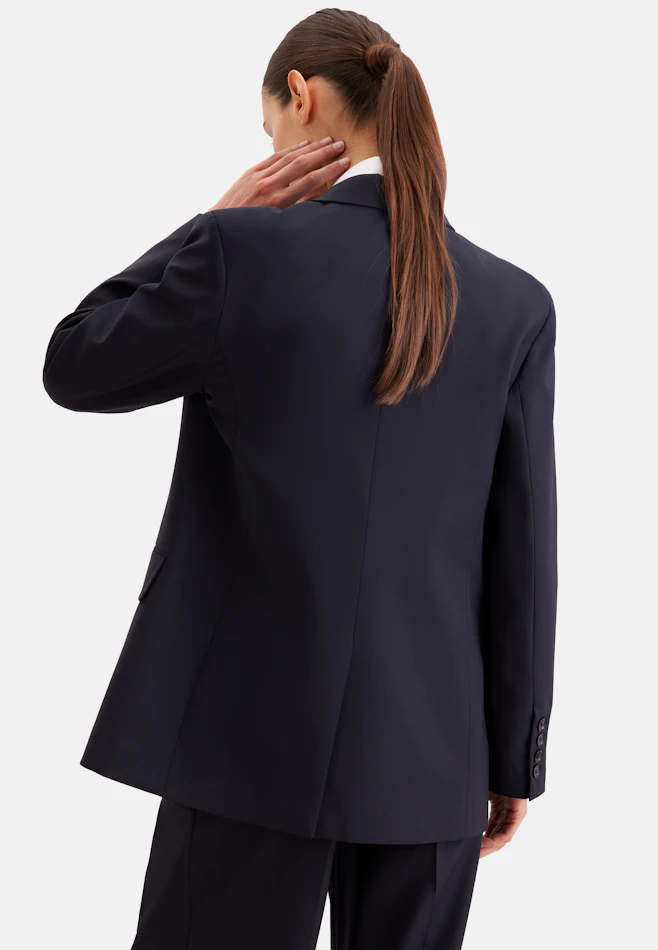 Zweireihiger Blazer mit Pattentaschen aus einer Wollmischung in Dunkelblau | Seidensticker Onlineshop