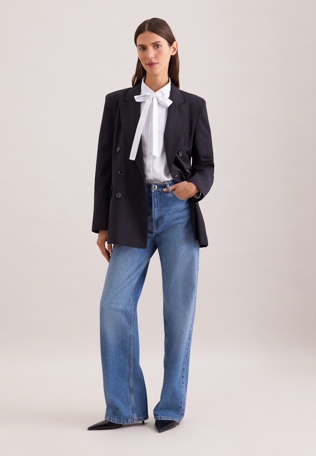 Zweireihiger Blazer mit Pattentaschen aus einer Wollmischung in Dunkelblau |  Seidensticker Onlineshop