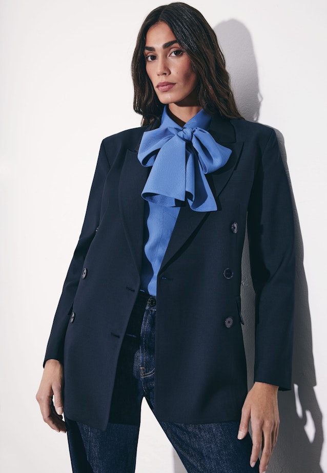Blazer croisé en mélange de laine à poches à rabat in Bleu Foncé |  Seidensticker Onlineshop