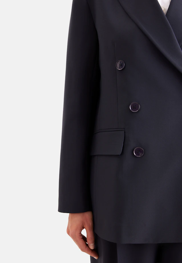 Double-Breasted Wool Blend Blazer with Flap Pockets in Dunkelblau |  Seidensticker Onlineshop
