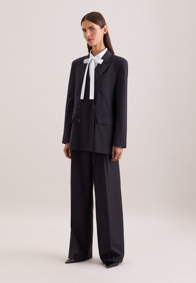 Blazer croisé en mélange de laine à poches à rabat in Bleu Foncé |  Seidensticker Onlineshop