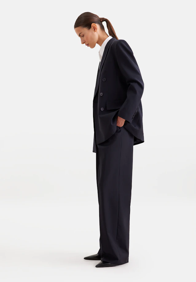 Double-Breasted Wool Blend Blazer with Flap Pockets in Dunkelblau |  Seidensticker Onlineshop