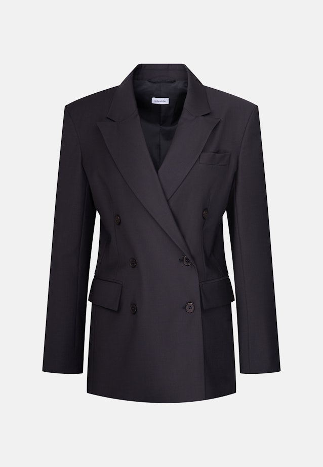 Blazer croisé en mélange de laine à poches à rabat in Bleu Foncé |  Seidensticker Onlineshop
