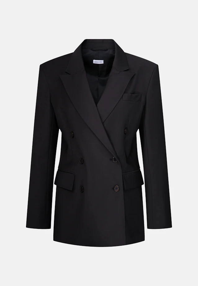 Double-Breasted Wool Blend Blazer with Flap Pockets in Dunkelblau |  Seidensticker Onlineshop