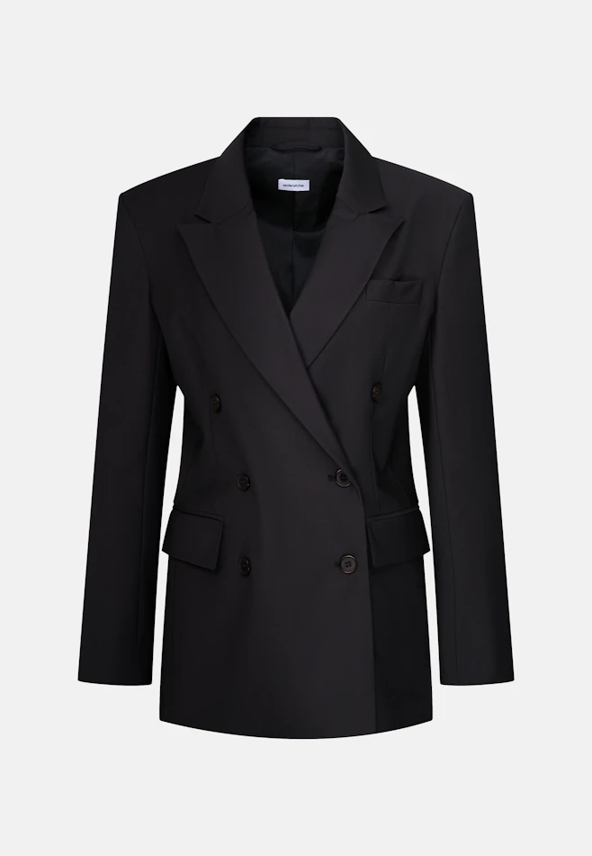 Double-Breasted Wool Blend Blazer with Flap Pockets in Dunkelblau | Seidensticker online shop