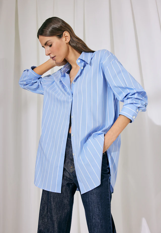 Oversized Hemdbluse mit tiefer Passe in Hellblau |  Seidensticker Onlineshop