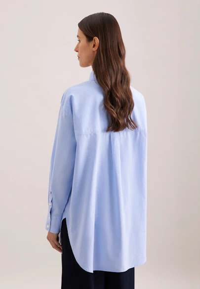 Oversized Shirt Blouse with Low Yoke in Hellblau |  Seidensticker Onlineshop