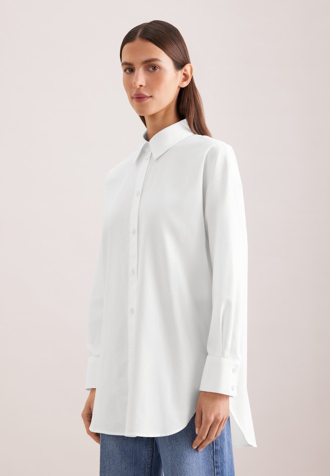 Oxford Hemdbluse Oversized mit tiefer Passe in Weiß | Seidensticker Onlineshop