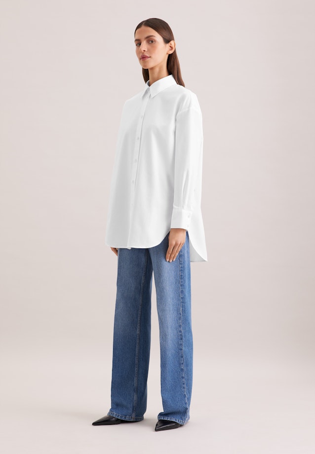 Oxford Hemdbluse Oversized mit tiefer Passe in Weiß |  Seidensticker Onlineshop
