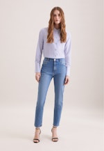 Stehkragenbluse mit hoher Manschette in Mittelblau |  Seidensticker Onlineshop