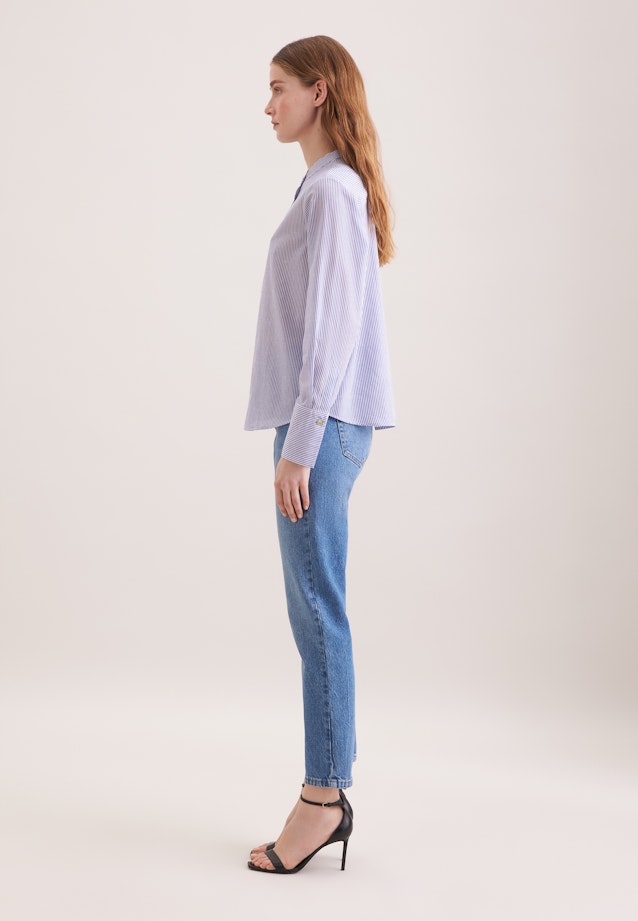 Stand Collar Blouse with High Cuffs in Mittelblau |  Seidensticker Onlineshop