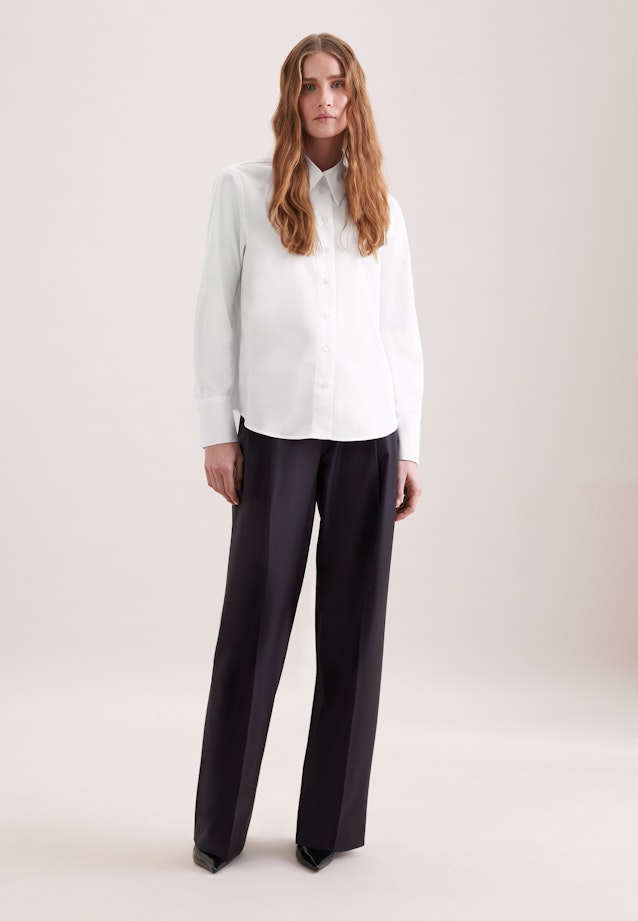 Hemdbluse in A- Linie aus Baumwolltwill in Weiß |  Seidensticker Onlineshop