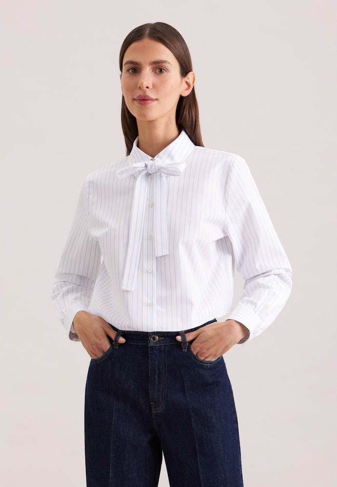 Hemdbluse mit abnehmbarer Schluppe in Hellblau | Seidensticker Onlineshop