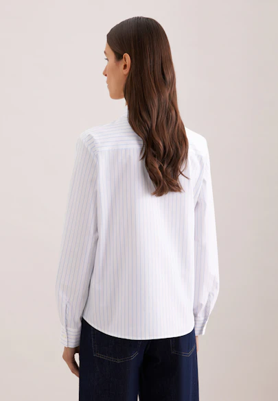 Hemdbluse mit abnehmbarer Schluppe in Mittelblau |  Seidensticker Onlineshop