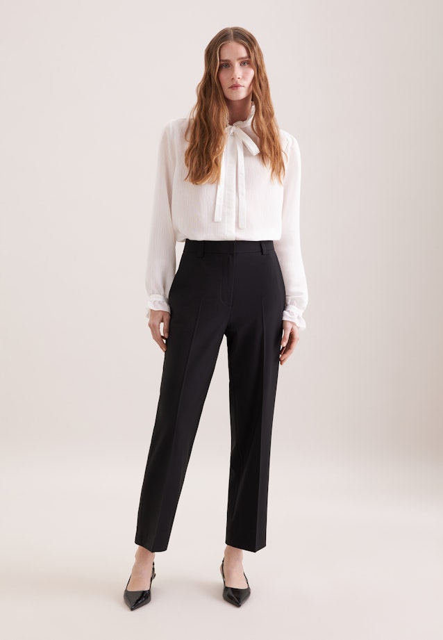 Schmale Hose mit Bügelfalten aus einer Wollmischung in Noir |  Seidensticker Onlineshop