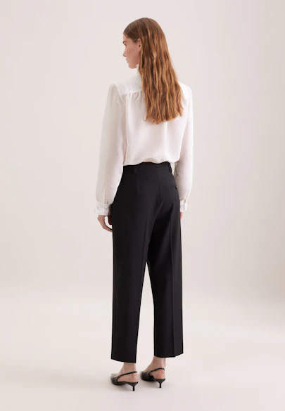 Pantalon ajusté avec plis en mélange de laine in Noir |  Seidensticker Onlineshop