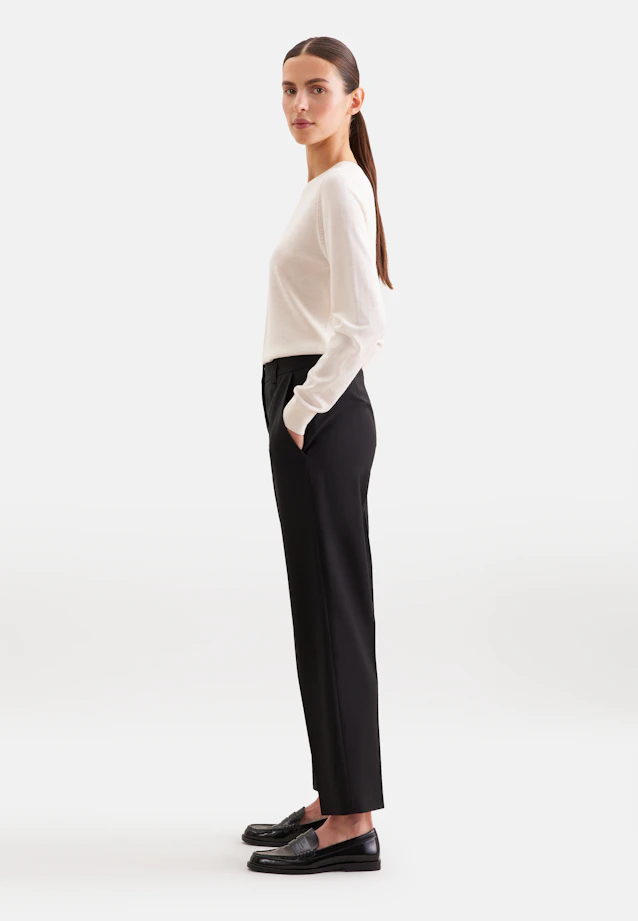Pantalon ajusté avec plis en mélange de laine in Noir |  Seidensticker Onlineshop