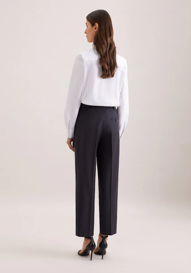 Schmale Hose mit Bügelfalten aus einer Wollmischung in Dark Navy | Seidensticker Onlineshop