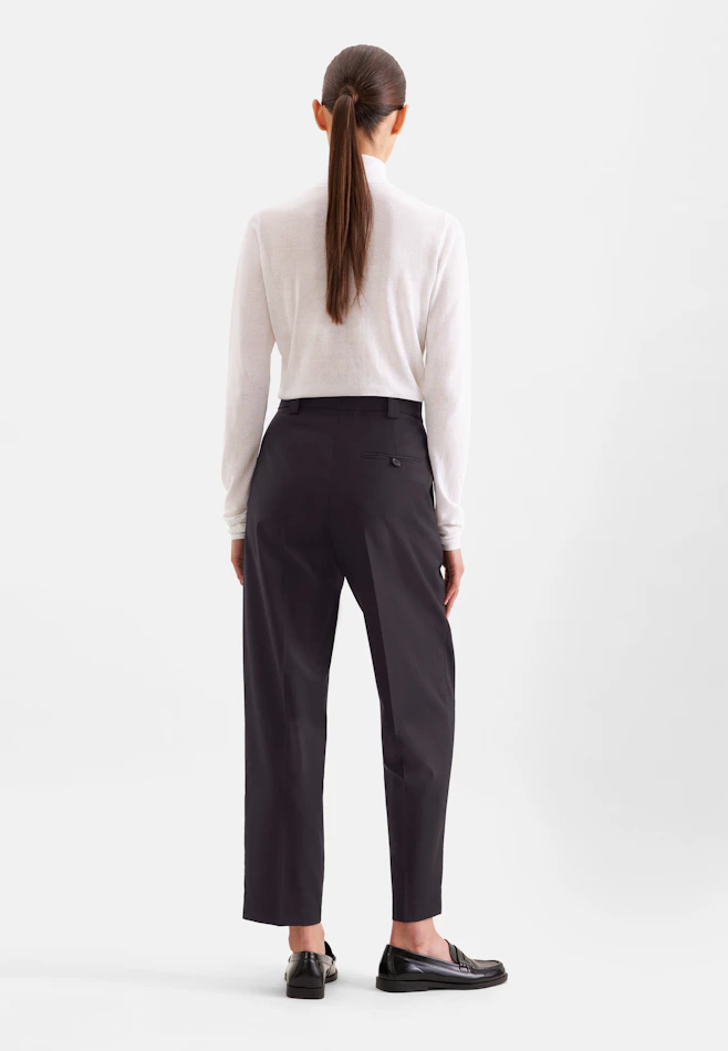 Pantalon ajusté avec plis en mélange de laine dans Bleu Foncé | Boutique en ligne Seidensticker