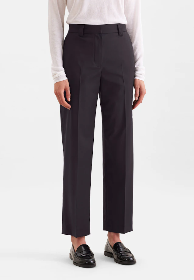 Slim trousers with creases made of wool-blend in Dunkelblau |  Seidensticker Onlineshop