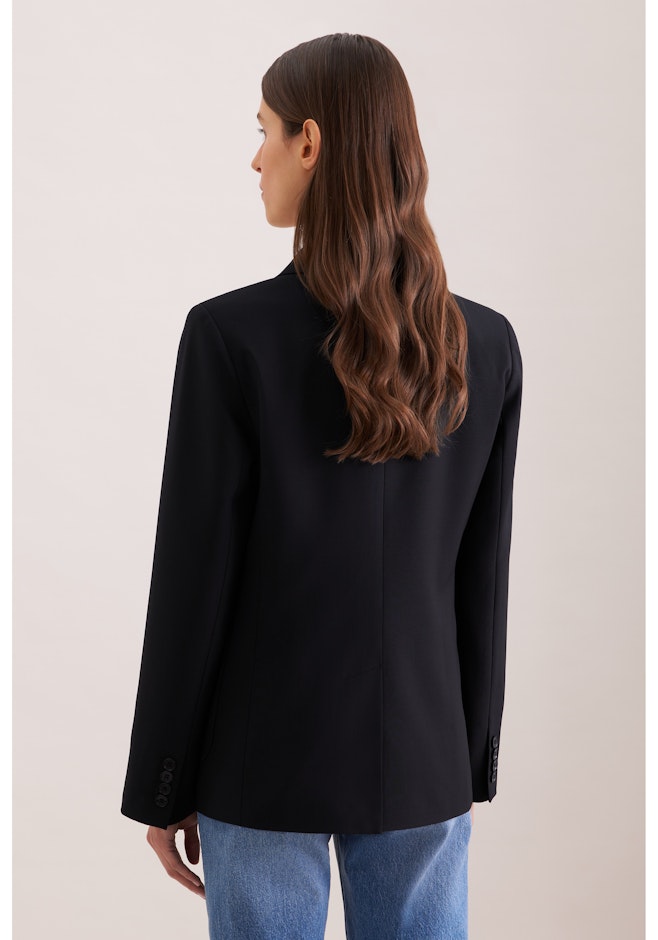 Zweireihiger Blazer mit aufgesetzten Taschen aus einer Wollmischung in Schwarz | Seidensticker Onlineshop