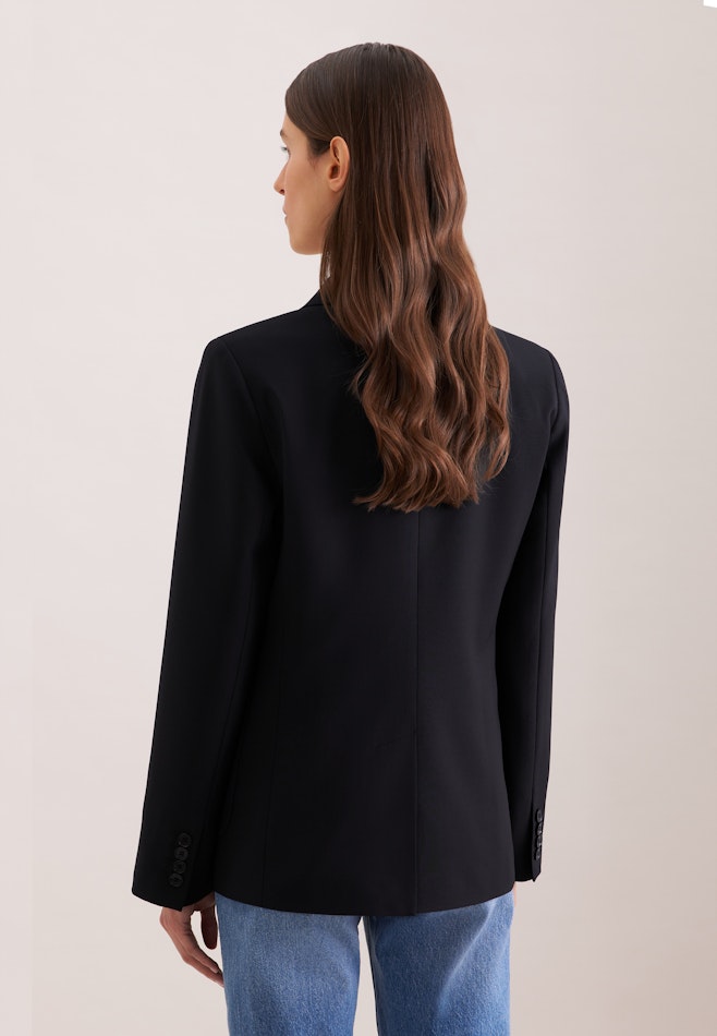 Zweireihiger Blazer mit aufgesetzten Taschen aus einer Wollmischung dans Noir | Boutique en ligne Seidensticker