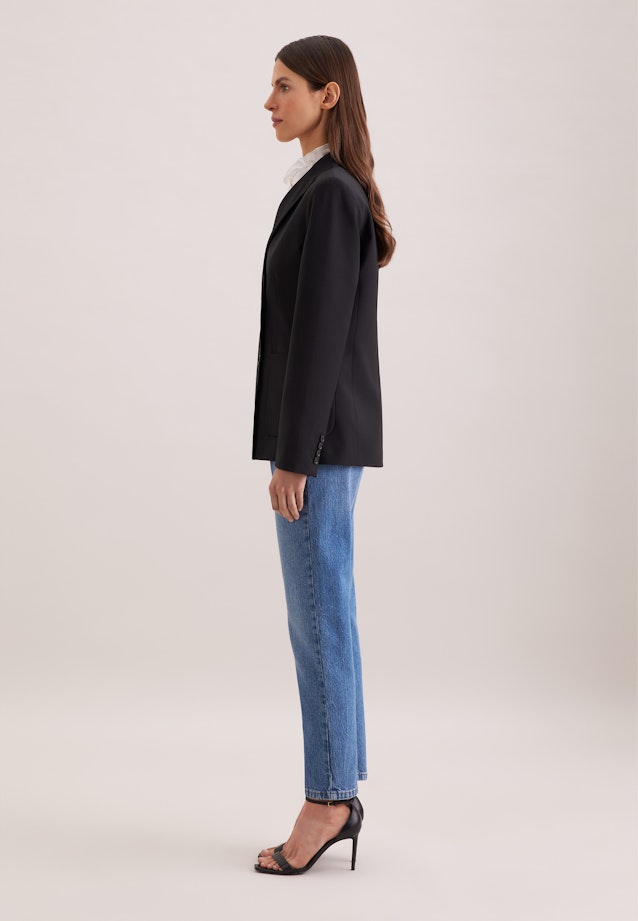 Zweireihiger Blazer mit aufgesetzten Taschen aus einer Wollmischung in Schwarz |  Seidensticker Onlineshop