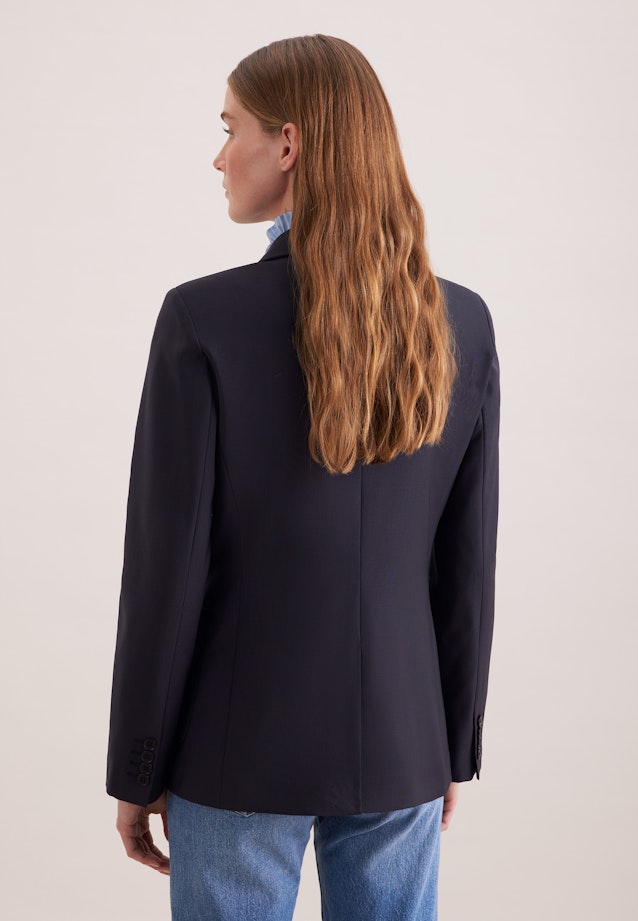 Zweireihiger Blazer mit aufgesetzten Taschen aus einer Wollmischung in Dunkelblau |  Seidensticker Onlineshop