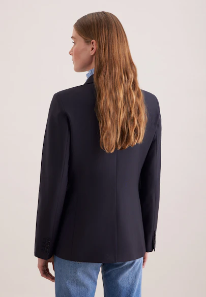 Blazer croisé avec poches patch en laine in Bleu Foncé |  Seidensticker Onlineshop