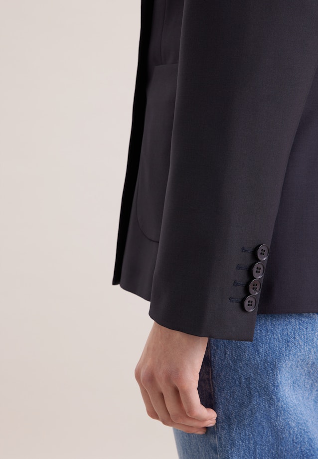 Zweireihiger Blazer mit aufgesetzten Taschen aus einer Wollmischung in Dunkelblau |  Seidensticker Onlineshop
