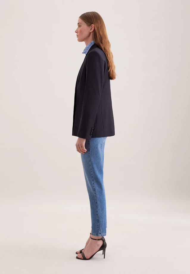 Zweireihiger Blazer mit aufgesetzten Taschen aus einer Wollmischung in Dunkelblau |  Seidensticker Onlineshop