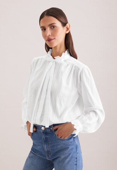 Schluppenbluse mit Rüschendetail in Weiß |  Seidensticker Onlineshop