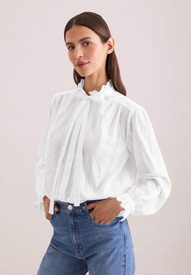 Schluppenbluse mit Rüschendetail in Weiß |  Seidensticker Onlineshop