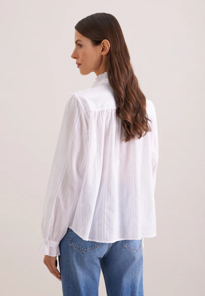 Blouse lavallière avec détail volanté in Blanc |  Seidensticker Onlineshop