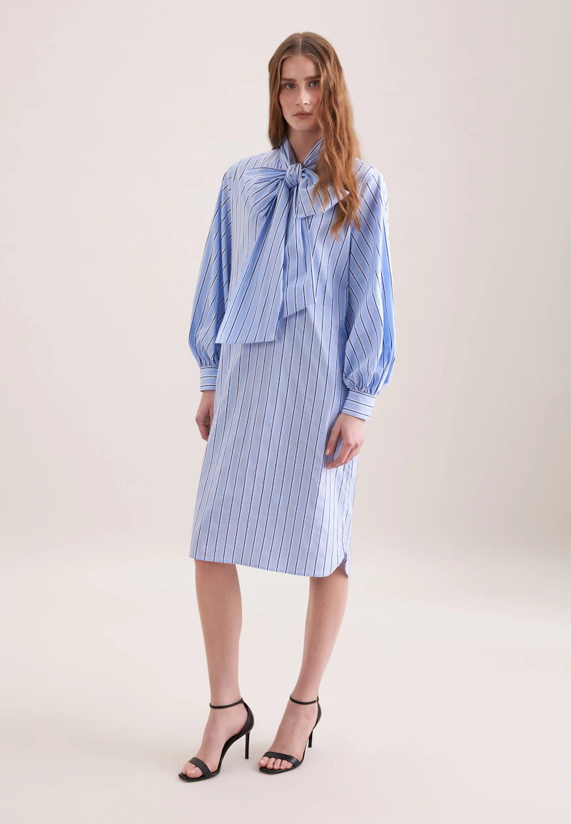 Schalkragenkleid mit Volumenärmel