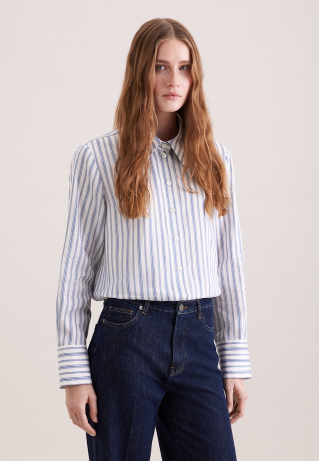 Hemdbluse in A- Linie aus Leinen Mix in Mittelblau |  Seidensticker Onlineshop