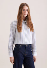 Hemdbluse in A- Linie aus Leinen Mix in Bleu Moyen |  Seidensticker Onlineshop