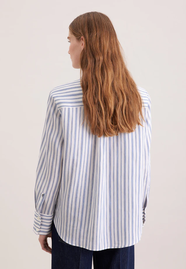 Hemdbluse in A- Linie aus Leinen Mix in Bleu Moyen |  Seidensticker Onlineshop