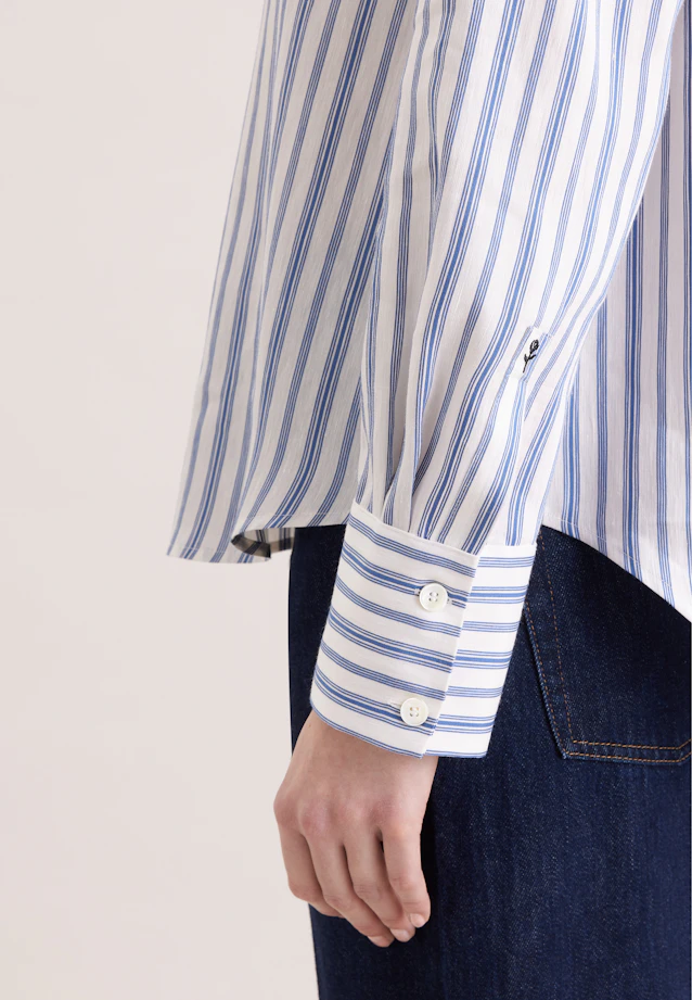 Hemdbluse in A- Linie aus Leinen Mix in Bleu Moyen |  Seidensticker Onlineshop