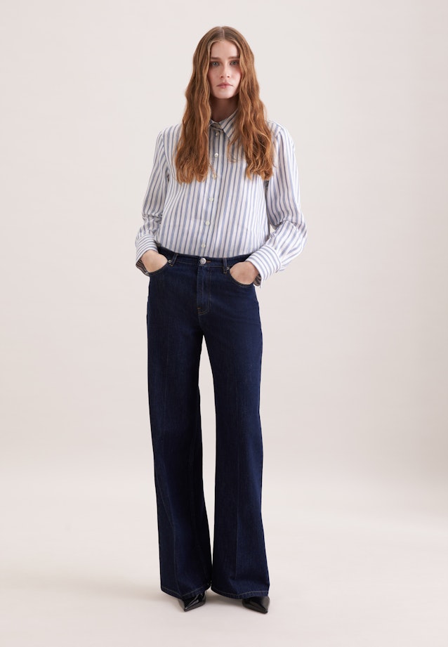 Hemdbluse in A- Linie aus Leinen Mix in Mittelblau |  Seidensticker Onlineshop