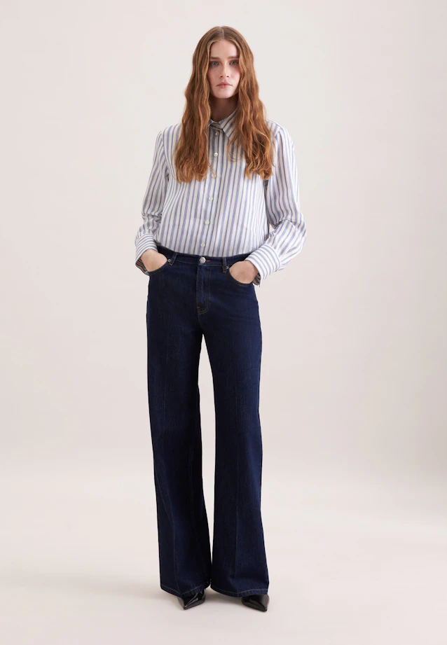Hemdbluse in A- Linie aus Leinen Mix in Bleu Moyen |  Seidensticker Onlineshop