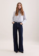 Hemdbluse in A- Linie aus Leinen Mix in Bleu Moyen |  Seidensticker Onlineshop
