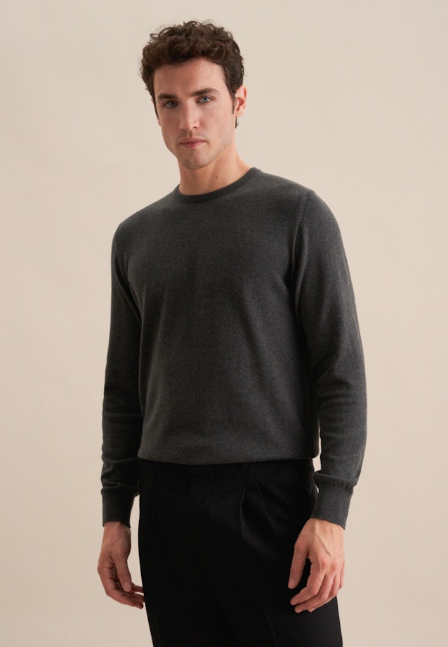 Regular Pullover Uni in Grau |  Seidensticker Onlineshop