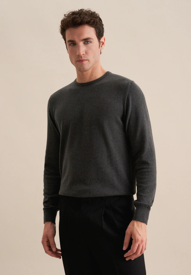 Regular Pull-over Uni dans Gris | Boutique en ligne Seidensticker