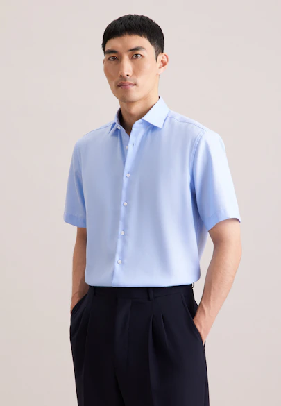 Regular Business shirt Uni in Mittelblau |  Seidensticker Onlineshop