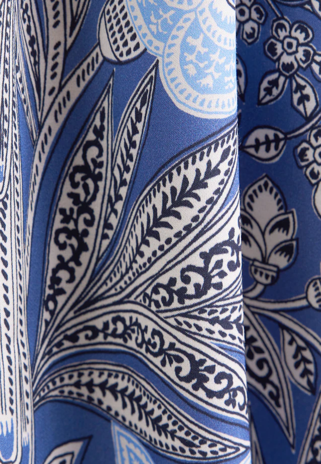 Satinierte Raglanbluse mit Schleifendetails in Mittelblau |  Seidensticker Onlineshop