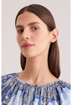 Satinierte Raglanbluse mit Schleifendetails in Mittelblau |  Seidensticker Onlineshop